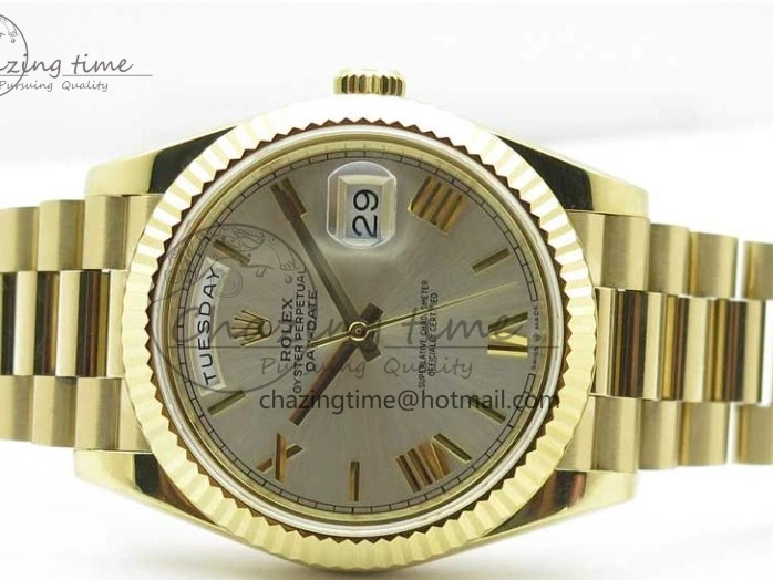 MiroTime 0220 Day-Date 40mm 228239 BP New Dial Version 904 YG Silver Roman Markers Dial on SS President Bracelet A Popular 2806